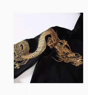 Autumn Winter High-end Hoodie Men's Pure Cotton Golden Dragon Embroidery Loose Hooded Trend Coat