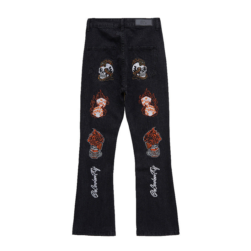 High Street Hip Hop Back Embroidered Jeans