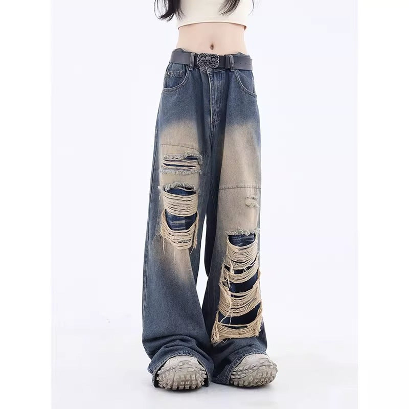 Women's American High Street Niche Design Ripped Jeans