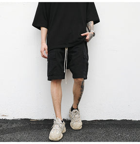 Distressed cargo shorts