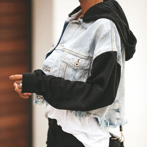 Denim Jacket With Ripped Stitching