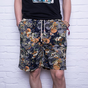 Linen printed five-minute shorts