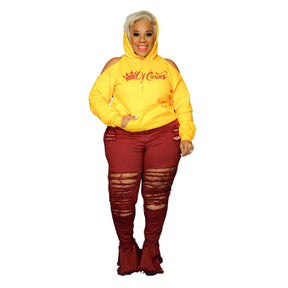 Trumpet Street Fashion Trend Ripped Plus Size Women's Jeans