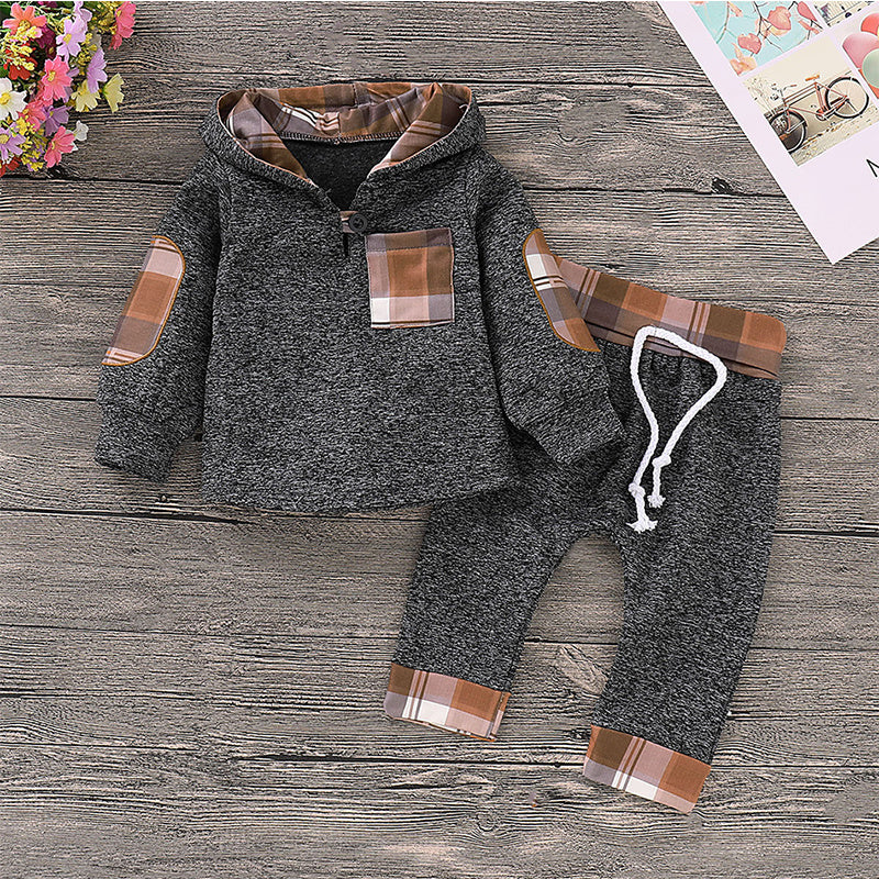 Multicolor embroidery Plaid Plush Hoodie suit