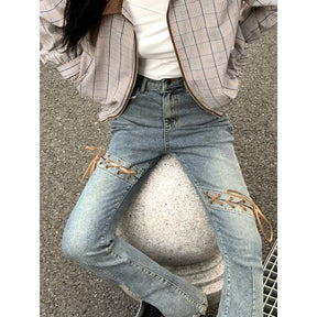 Ripped Pants Women's Trendy Fried Street Flared Slit Jeans