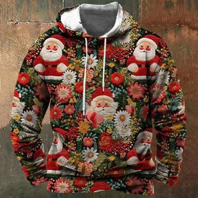 Printed Men's Cartoon Hooded Christmas Sweater