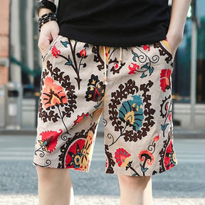 Linen printed five-minute shorts