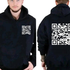 F K You QR Code Hoodie Cross-border European Code Plus Size Men's And Women's Same Fleece-lined QR Code Hoodie