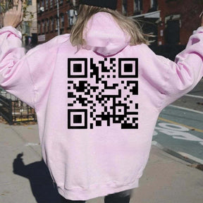 F K You QR Code Hoodie Cross-border European Code Plus Size Men's And Women's Same Fleece-lined QR Code Hoodie