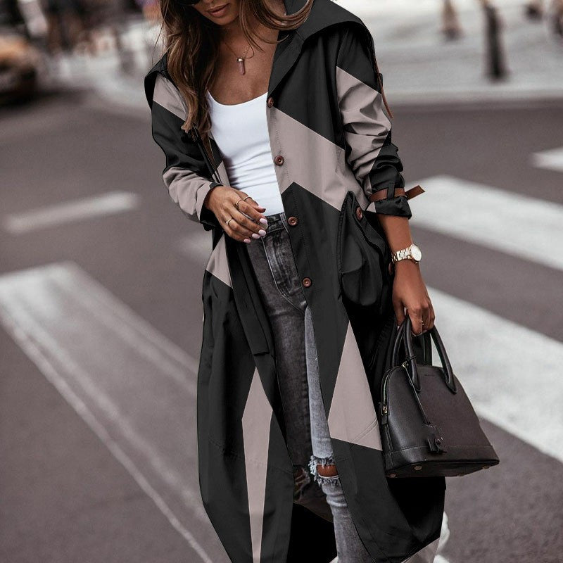 Fashion Personality Casual Lapel Mid-length Trench Coat Women