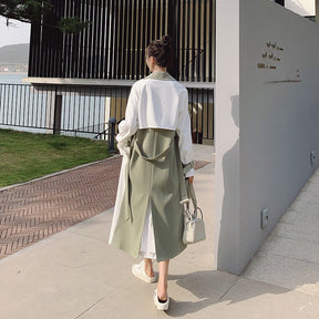 Women Contrasting Mid-length Trench Coat