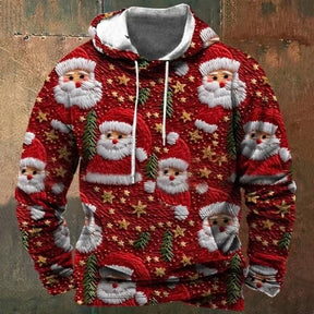 Printed Men's Cartoon Hooded Christmas Sweater