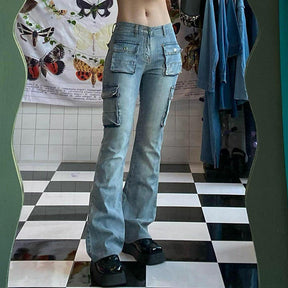 Street Retro Pocket Low Rise Hot Girl Jeans