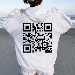 F K You QR Code Hoodie Cross-border European Code Plus Size Men's And Women's Same Fleece-lined QR Code Hoodie