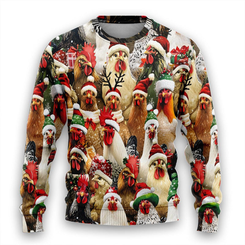 Penguin Pattern Sports Round Neck Christmas Atmosphere