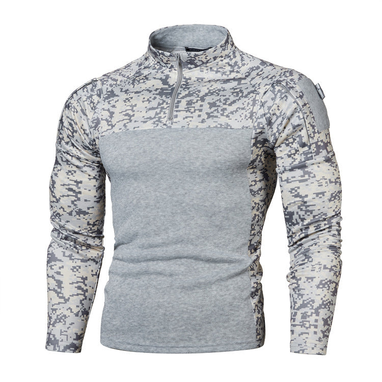 Outdoor Fitness Camouflage Jogging Men's Army Battlefield Casual Stand Collar Sweater