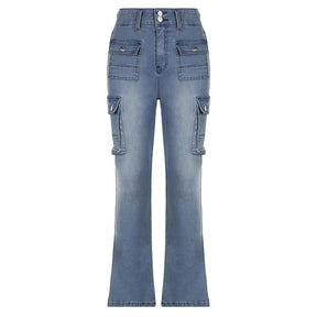 Street Retro Pocket Low Rise Hot Girl Jeans