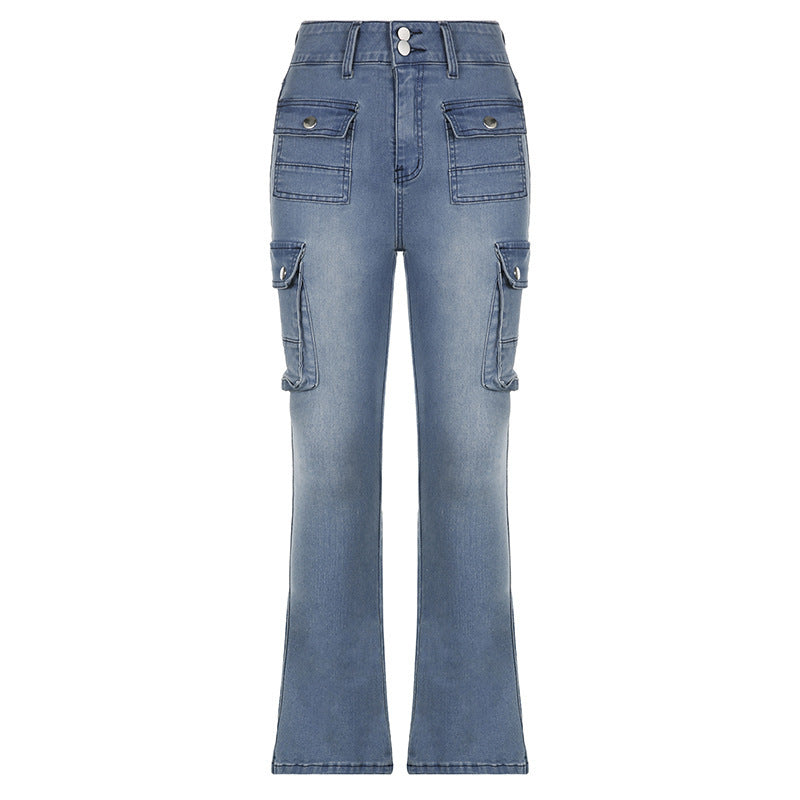 Street Retro Pocket Low Rise Hot Girl Jeans