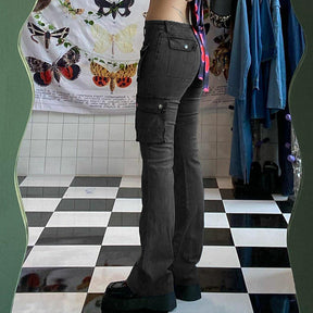 Street Retro Pocket Low Rise Hot Girl Jeans