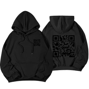 F K You QR Code Hoodie Cross-border European Code Plus Size Men's And Women's Same Fleece-lined QR Code Hoodie