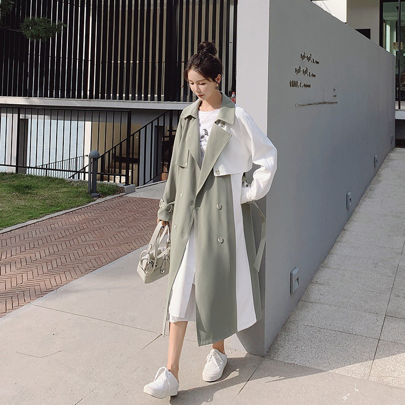 Women Contrasting Mid-length Trench Coat