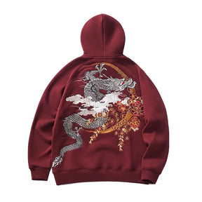 Autumn And Winter Heavy Industry Dragon Embroidered Hoodie Men PLAYAAS CULTURE